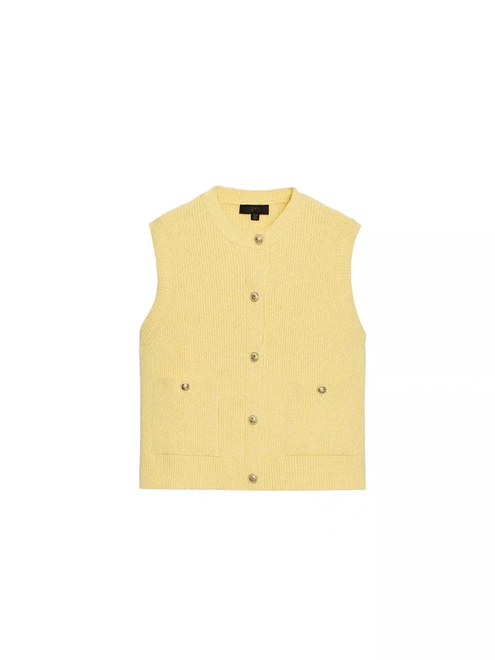 Zara Pale Yellow Knit Button-Up Vest - Picture 1 of 1